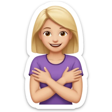 Arms crossed holding neck laughing girl sticker