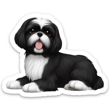 Happy All black Black shih tzu laying sticker
