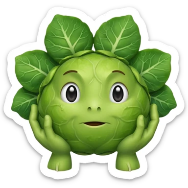 A Brussels sprout rubbing its hands together looking like it’s up to no good sticker