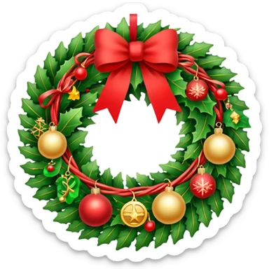 Christmas wreath with christmas charms sticker