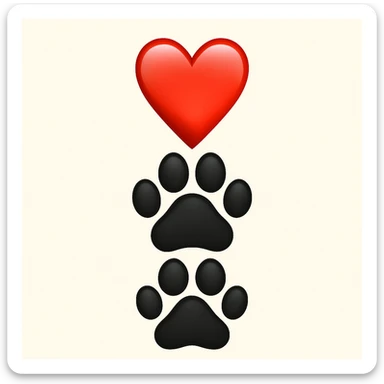 Make it apple style emojis: Stack the two black puppy paws vertically, keep the heart and original style sticker