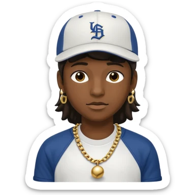 trapero capo con cadenas doradas y ropa urbana sticker