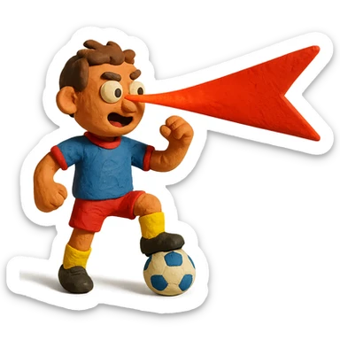 claymation style soccer player with a laser beam, playful sticker