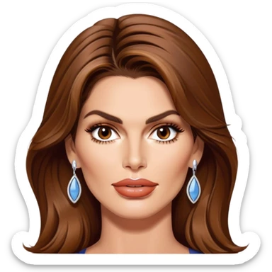 Cindy Crawford supermodel with beauty mark above her lip, brown hair sticker