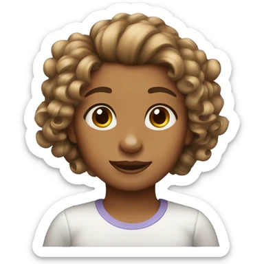 Girl with curl hair who has a Yorkie as a dog sticker