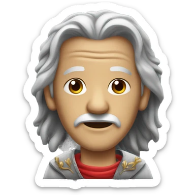 Old man wth long grey hair and a red bandana around his neck, wearing a kings crown  sticker