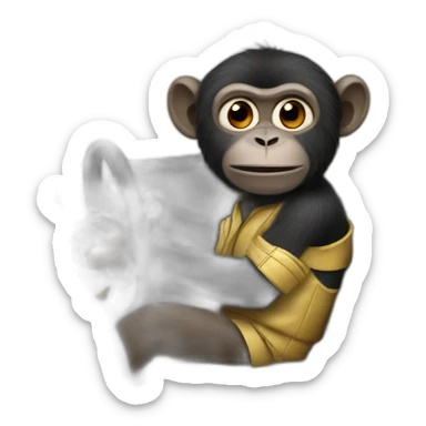 a black monkey sitting in a Porsche sticker