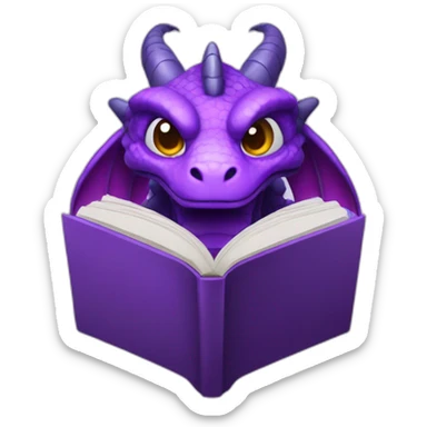 purple dragonh head holding book RIP title sticker