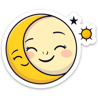 A Moon hugging a Sun sticker