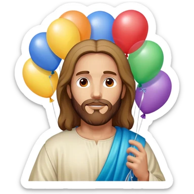 Jesus holding balloons  sticker