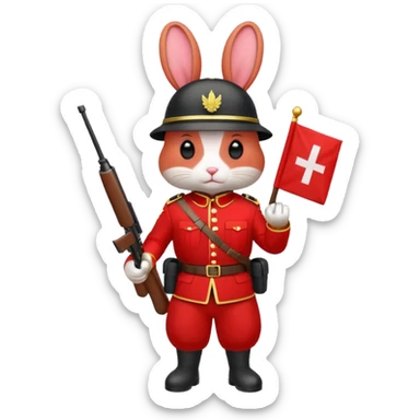 red rabbit with soldier costume sticker
