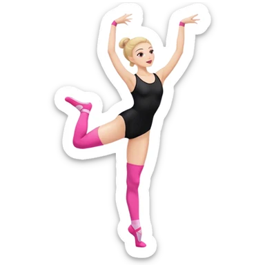 sport stretch dancer in black leotards and pink socks who talk sticker