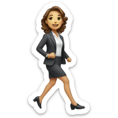una linda mujer ejecutiva con un patín sticker