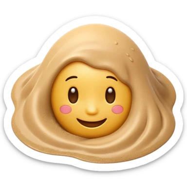 3D iPhone style emoji of wet sand, smooth and slightly shiny texture, clumped together, natural beige color, isolated on white background, soft shadows, high detail, playful and cute. sticker