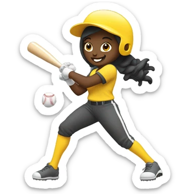 Girl hitting softball sticker