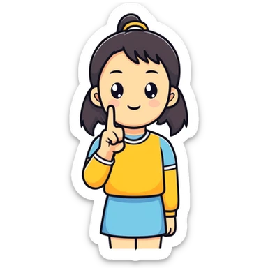 Girl holding up middle finger sticker