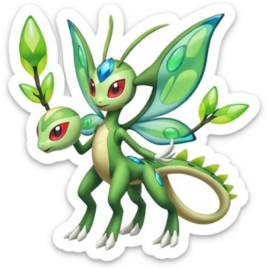 Meloetta-Flygon-Celebi-Cresselia-Zygarde-Electrike-Fakémon-fusion, full body sticker