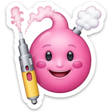 Pink emoji smoking vape sticker