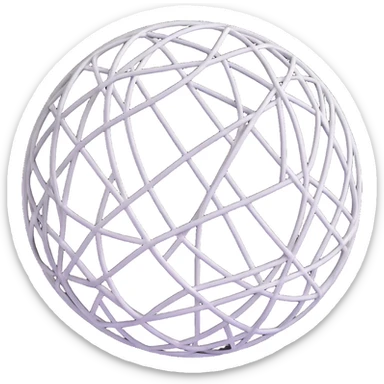 white ball designed for the invented sport bucketball covered in intersecting black lines forming a unique geometric pattern sticker