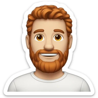 a men with brown hair and a red beard and airpods sticker