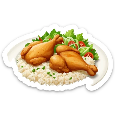 Chicken chunks and rice with salad sticker