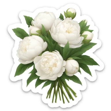 White peonies bouquet  sticker