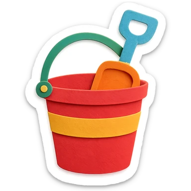 colorful and playful beach bucket and pail in paper-craft style sticker