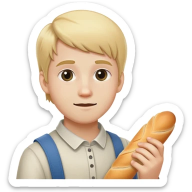 visibly disabled teen with neckbeard blonde holding bread baguette sticker