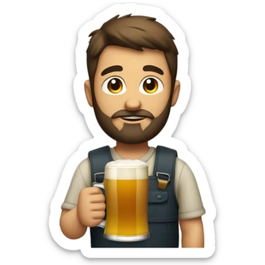 bearded boy gazing forward with beer sticker
