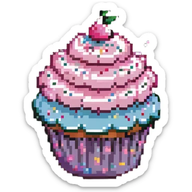 cupcake with pink icing and sprinkles sticker
