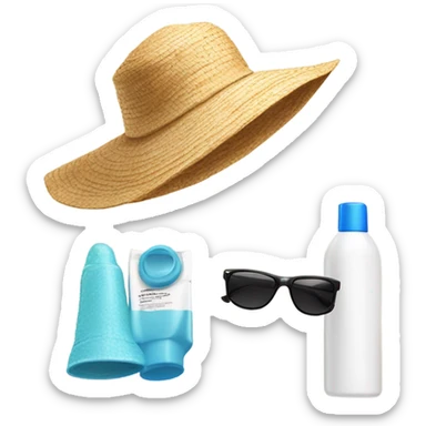 sunscreen, glasses and hat sticker