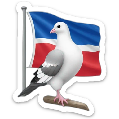 Un drapeau français avec un pigeon sticker