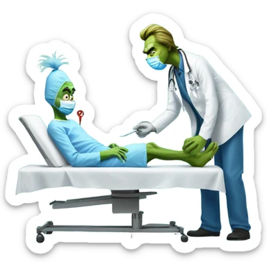 Blue grinch knee surgery tommorow meme sticker