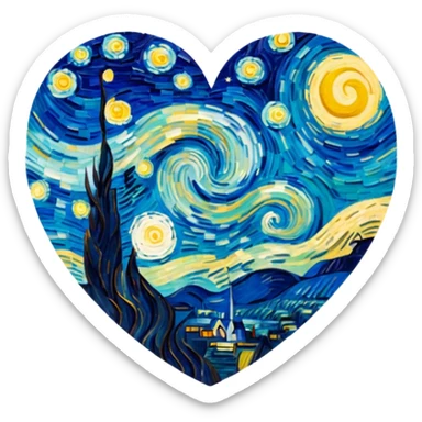Vangogh starry night heart sticker