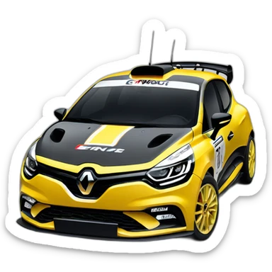 Renault clio rally car yellow sticker