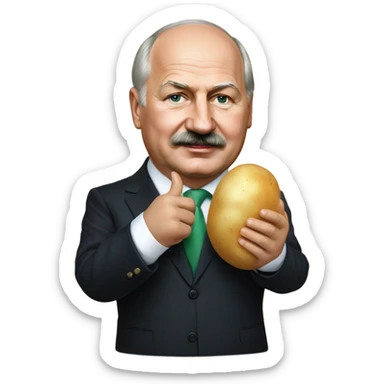 Photorealistic Belarus president Lukashenko with potato in right hand sticker