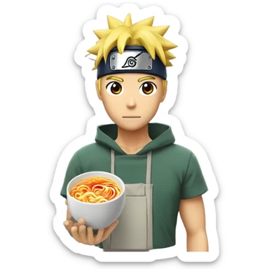Naruto mangeant un ramen sticker