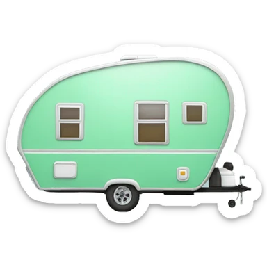 Realistic mint green camping travel trailer isolated. sticker
