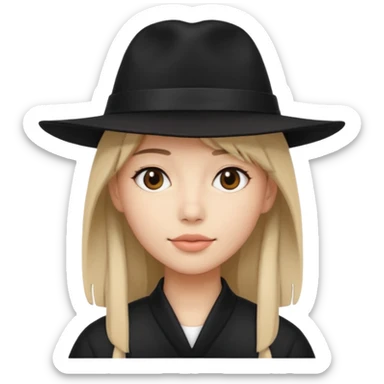 face with a black hat and long side bangs, simple and clear sticker