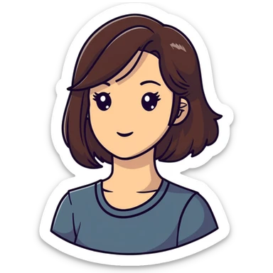 brunette girl with hair in a side part sticker
