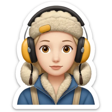 me wearing beige ear muffs sticker