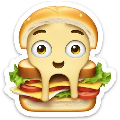 Shocked face eating a sandwich  sticker