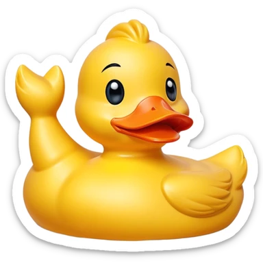 An yellow rubber duck doing a victory sign sticker