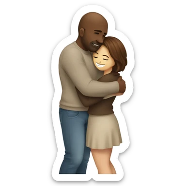 Hug white cuple her and him Brown hair  sticker