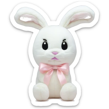Aesthetic white jellycat style bunny with pastel pink bows on the ears sticker