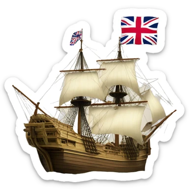 mayflower ship with one the Grand Union Flag sticker
