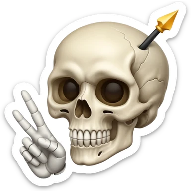 Skull emoji pointing with hand to the right at something sticker