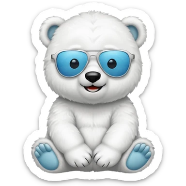 baby polar bear wear sunglasses sticker
