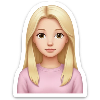 Beautiful white girl with long blonde hair wearing light pink sweater  sticker