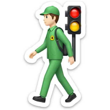 Crosswalk Light signal icon , Green walking man. sticker